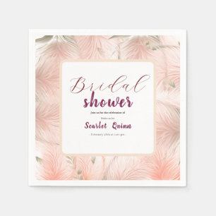 Modern blush pink pampas grass bridal shower napkin