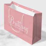 Modern Blush Pink Personalized Bridesmaid Proposal Large Gift Bag<br><div class="desc">Modern Personalized Bridesmaid Proposal Gift Bag
featuring personalized bridesmaid's name in white modern script font style with title in white modern sans serif font style on blush pink background.

Also perfect for maid of honour,  flower girl and more.</div>