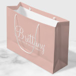 Modern Blush Pink Personalized Bridesmaid Proposal Large Gift Bag<br><div class="desc">Modern Personalized Bridesmaid Proposal Gift Bag
featuring personalized bridesmaid's name in white modern script font style with title in white modern sans serif font style on blush pink background.

Also perfect for maid of honour,  flower girl and more.</div>