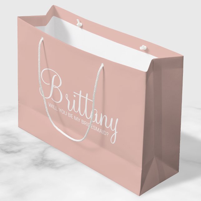 Modern Blush Pink Personalized Bridesmaid Proposal Large Gift Bag (Creator Uploaded)