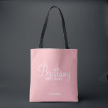 Modern Blush Pink Personalized Bridesmaids Tote Bag<br><div class="desc">Modern Blush Pink Personalized Bridesmaids Gifts
featuring personalized bridesmaid's name in modern calligraphy font style with title and wedding date in modern sans serif font style.

Also perfect for Maid of Honour,  Flower Girl,  Mother of the Bride and more.</div>