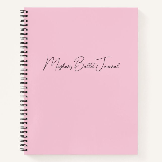 Modern Blush Pink Personalized Bullet Journal (Front)