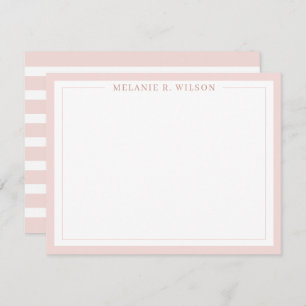 Modern Blush Pink Personalized Name Note Card