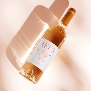 Modern Blush Pink Personalized Wedding Bottle Wine Label