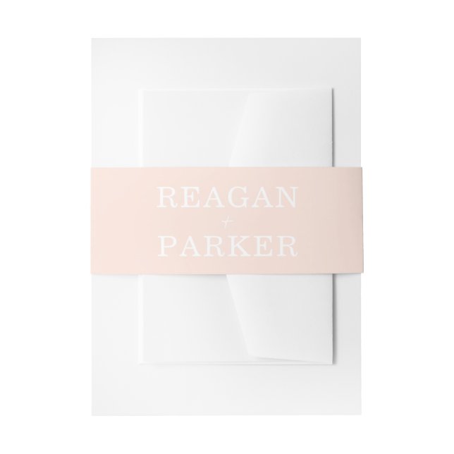 Modern Blush Pink Personalized Wedding Invitation Belly Band (Front Example)