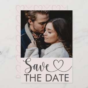 Modern Blush Pink Photo & Heart Save the Date