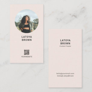 Modern Blush Pink Photo Social Media Business Card