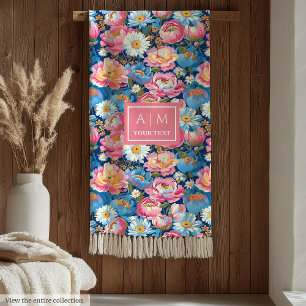 Modern blush pink preppy watercolor wedding throw fleece blanket