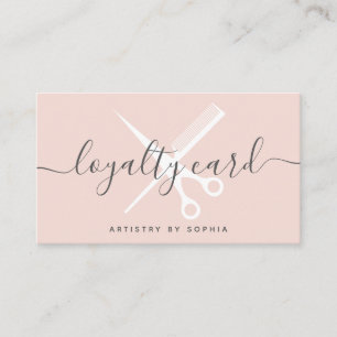 Modern blush pink scissors script punch card