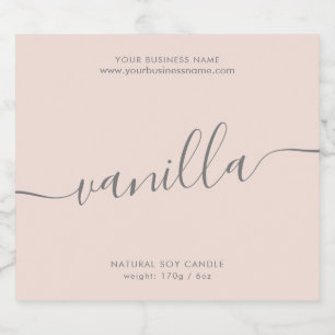 Modern blush pink script candle product label