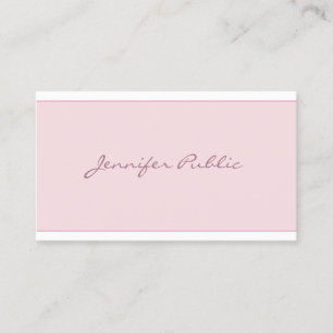 Modern Blush Pink Simple Elegant Script Minimalist Business Card