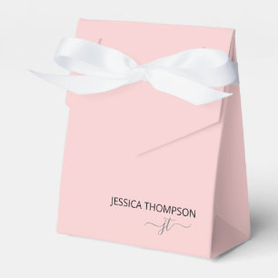 Modern Blush Pink Simple Script Monogram Name Favor Box