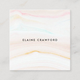 Modern blush pink soft pastels marble minimalist square business card