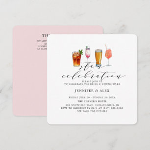 Modern  Blush Pink Sten Celebration Drinks Invitation