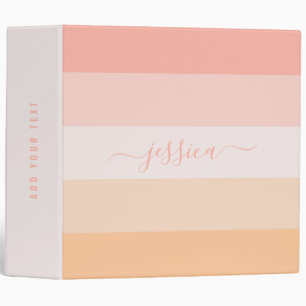 Modern blush pink stripes script name  binder