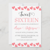 modern blush pink sweet 16 birthday invitations