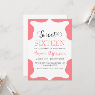 modern blush pink sweet 16 birthday invitations