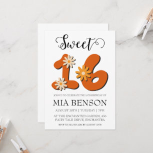 modern blush pink sweet 16 birthday invitations