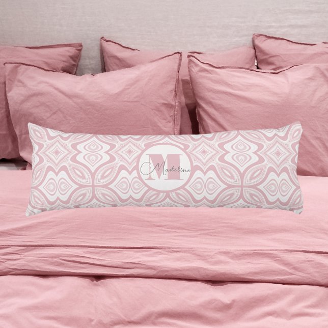 Modern Blush Pink Swirl Pattern w/ Initial Body Pillow (Creator Uploaded)