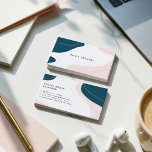 Modern blush pink teal white abstract brushstrokes business card<br><div class="desc">Modern blush pink teal white abstract brushstrokes</div>