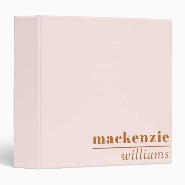 Modern Blush Pink Terracotta Minimalist Simple Binder (Front/Spine)