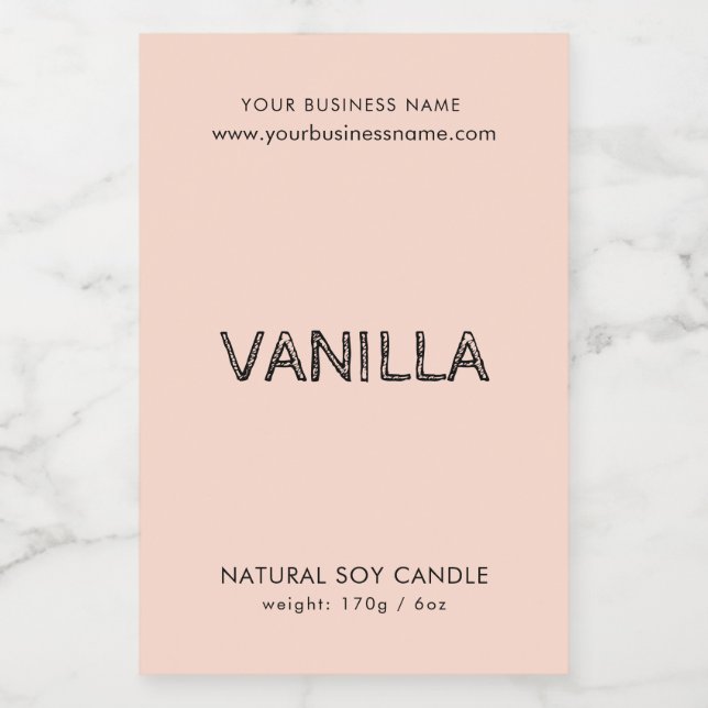 Modern blush pink typography candle product label (Single Label)