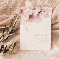 Modern Blush Pink Watercolor Flowers Wedding