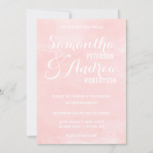 Modern blush pink watercolor Wedding Invitation