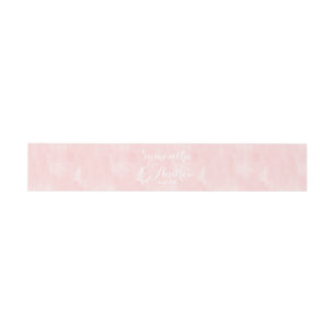 Modern blush pink watercolor wedding invitation belly band