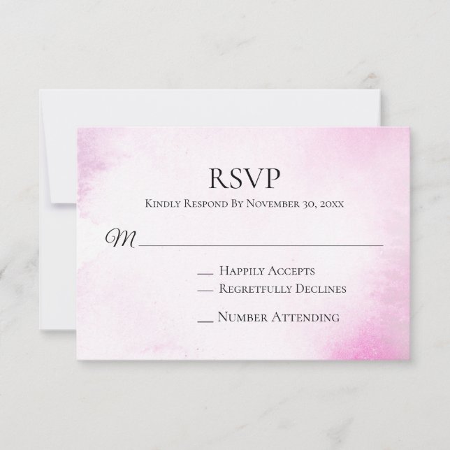 *~* Modern Blush Pink Watercolor Wedding RSVP (Front)