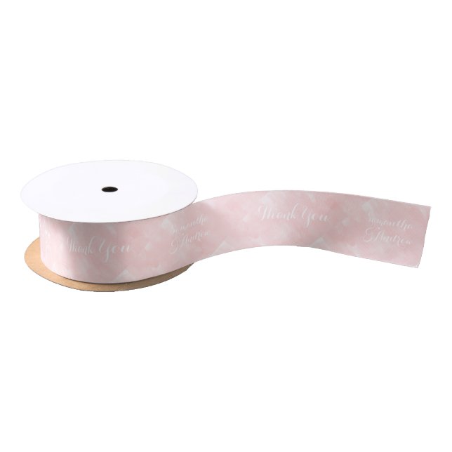 Modern blush pink watercolor wedding satin ribbon (Spool)