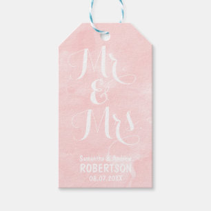 Modern blush pink watercolor wedding Thank you Gift Tags