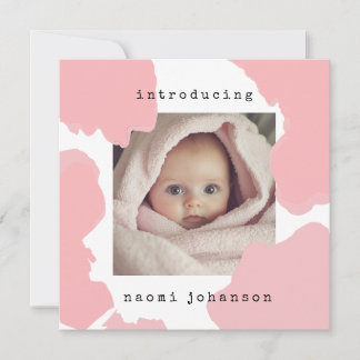 Modern Blush Pink Watercolour Baby Announcement