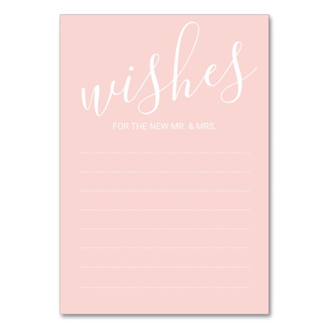 Modern Blush Pink Wedding Advice&Wishes Cards (Front)