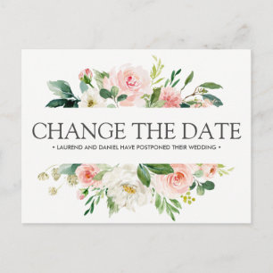 Modern Blush    Pink WEDDING CHANGE THE DATE Announcement Postcard
