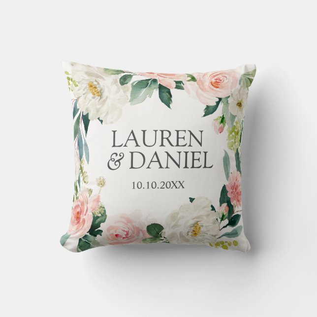 Modern Blush Pink  Wedding personalized keepsake Throw Pillow (Front)