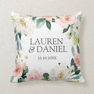 Modern Blush Pink  Wedding personalized keepsake Throw Pillow