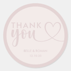 Modern Blush Pink Wedding Thank You Favour  Classi Classic Round Sticker