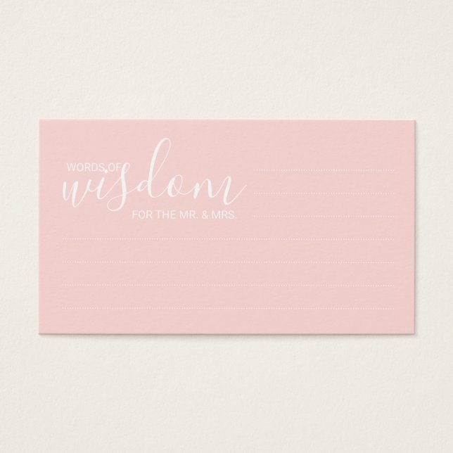 Modern Blush Pink Wedding Words of Wisdom (Front)