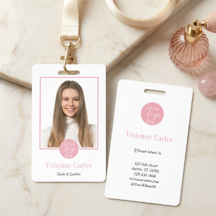 Modern Blush Pink White Logo Photo Nail Salon Badge