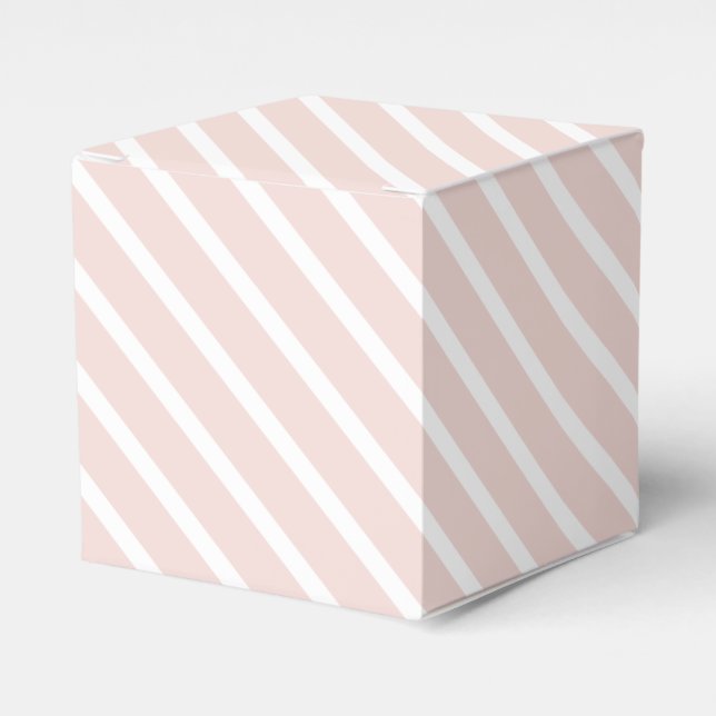 Modern blush pink white oblique stripes cute favor box (Front Side)