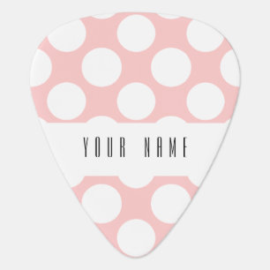 Modern Blush Pink White Polka Dots Pattern Guitar Pick