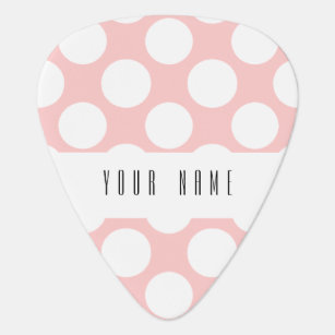 Modern Blush Pink White Polka Dots Pattern Guitar Pick