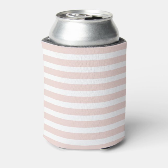 Modern blush pink white stripes cute girly chic can cooler (Can Back)