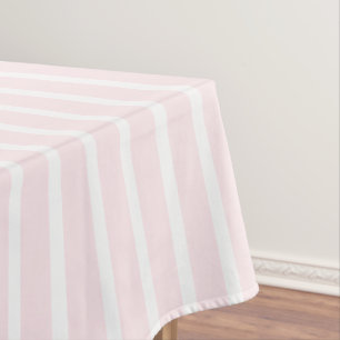 Modern blush pink white stripes pattern cute chic tablecloth