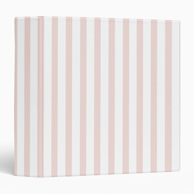 Modern blush pink white vertical stripes girly binder (Front/Spine)