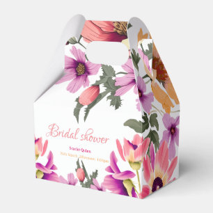 Modern blush pink wildflower #4 bridal shower favor box