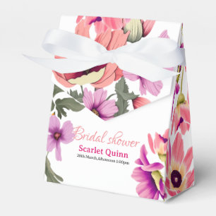 Modern blush pink wildflower bridal shower favor box