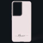 Modern Blush Pink with Script Custom Name Samsung Galaxy Case<br><div class="desc">A simple stylish custom name typography design in a casual script font in striking black on pastel blush pink. The perfect item for the trendy minimalist. An on trend bespoke gift or accessory for any occasion. Debra Valencia, a visionary surface pattern artist, product designer and entrepreneur with a passion for...</div>