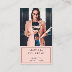Modern Blush Professional Business Photo  Business Card